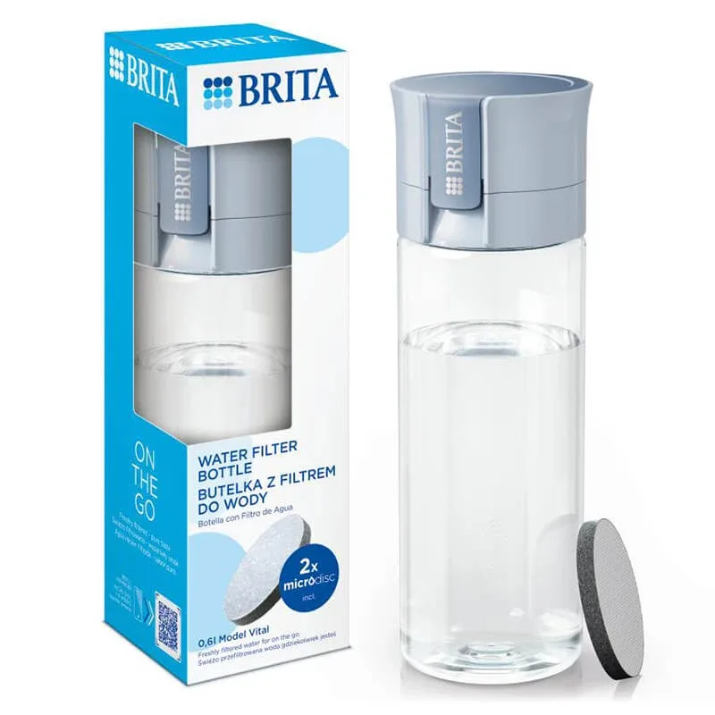 Brita Vital, sticlă cu filtru de 0,6 l, albastru + filtru MicroDisc, 2 bucăți — preț și oferte