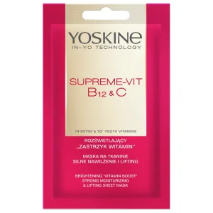 Yoskine Supreme-Vit B12 + C, mască textilă, hidratare puternică și ridicare, 1 buc