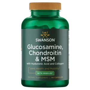 Swanson Glucosamine, Condroitină și MSM, glucozamină, condroitină și MSM, 90 capsule