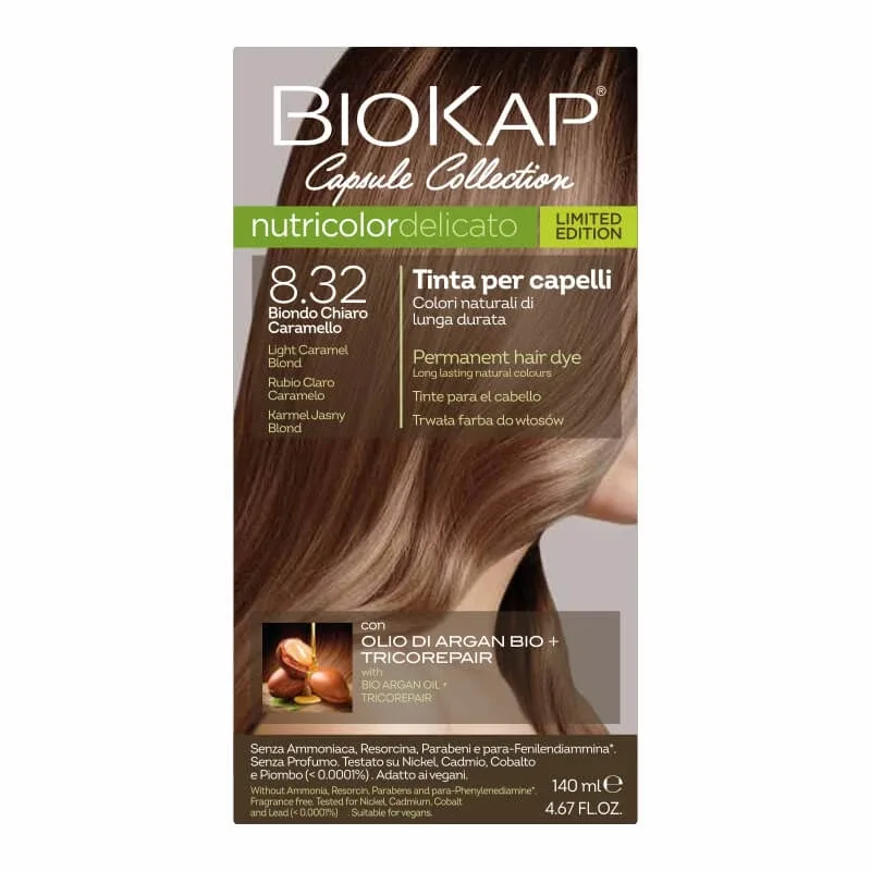 Biokap Nutricolor Delicato, culoare de păr, 8.32 caramel blond deschis, 140 ml — preț și oferte