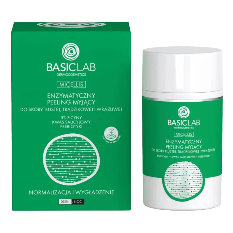 BasicLab, scrub enzimatic de curățare pentru ten gras, acneic și sensibil, 35 g — preț și oferte