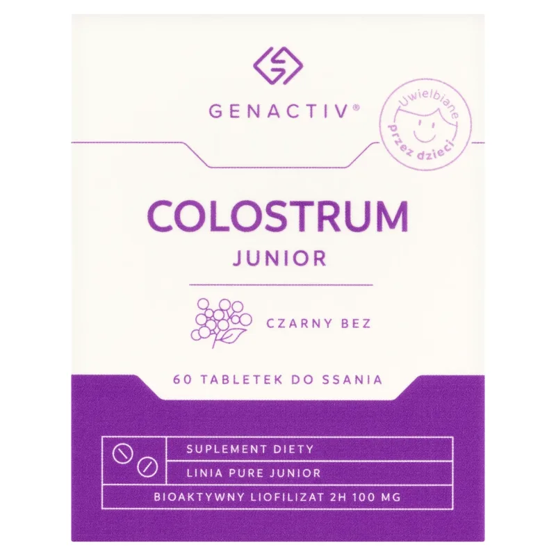 Genactiv Colostrum Junior Black Elderberry, de la 3 ani, 60 pastiluțe — preț și oferte
