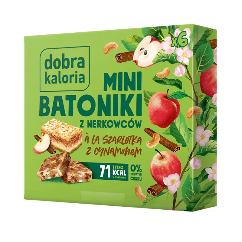 Good Kaloria Mini batoane cu caju a'la apple pie cu scorțișoară, fără zahăr adăugat, 6 bucăți — preț și oferte