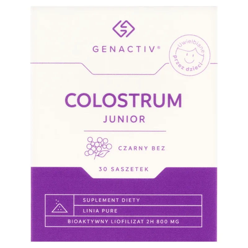 Genactiv Colostrum Junior Black Elderberry, de la 3 ani, 30 pliculețe — preț și oferte