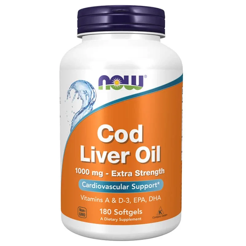 Now Foods Cod Liver Oil, ulei de ficat de cod, 180 capsule softgel — preț și oferte