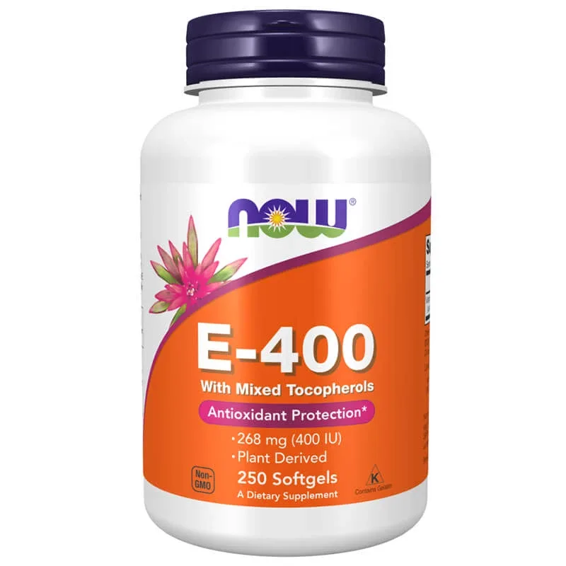 Now Foods E-400, vitamina E cu tocoferoli amestecați, 250 capsule gel — preț și oferte