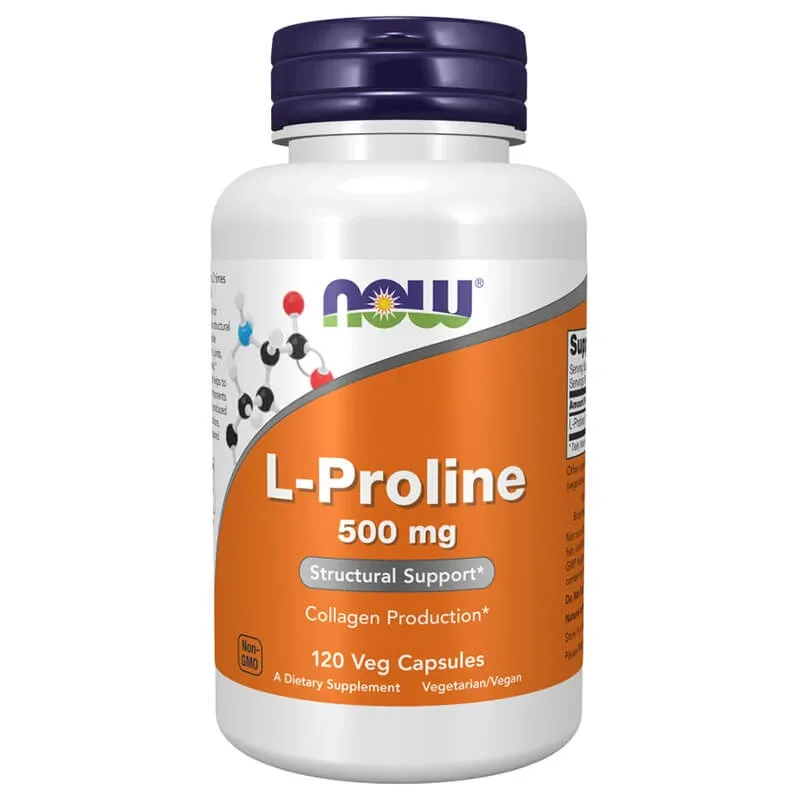 Now Foods L-prolină, L-prolină 500 mg, 120 capsule — preț și oferte