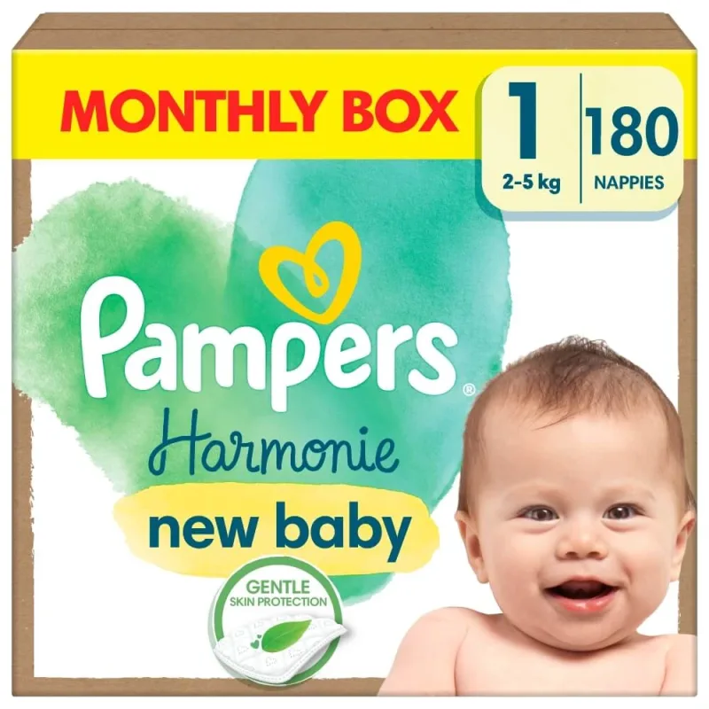 Pampers Harmonie, scutece, mărimea 1, 2-5 kg, 180 buc — preț și oferte