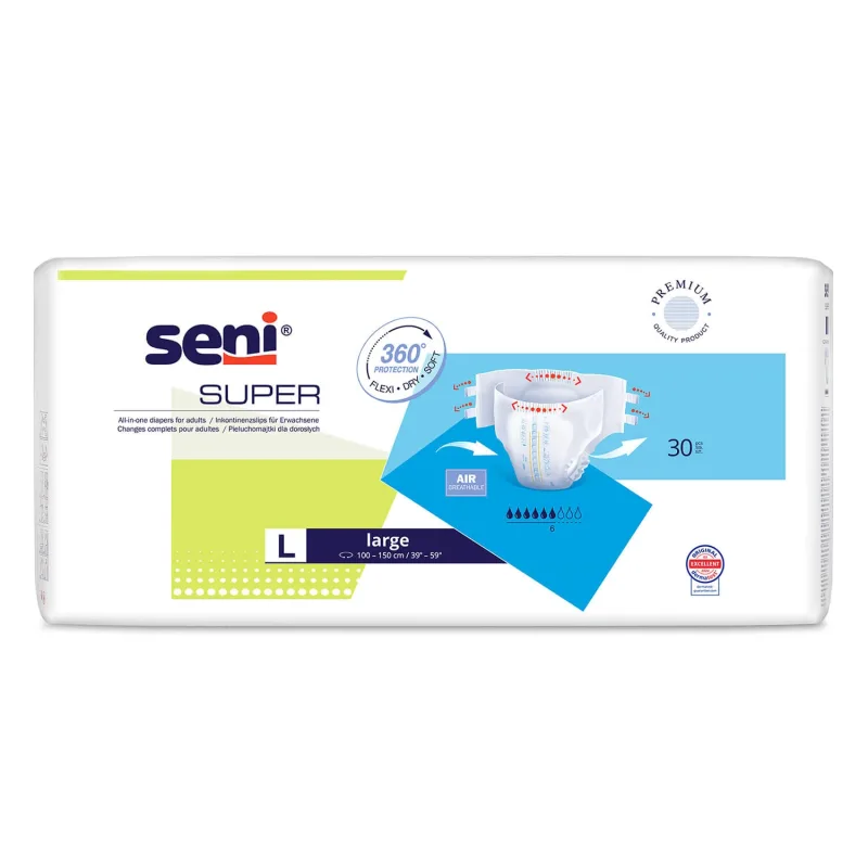 Seni Super, scutece, mari, 100-150 cm, 30 buc — preț și oferte
