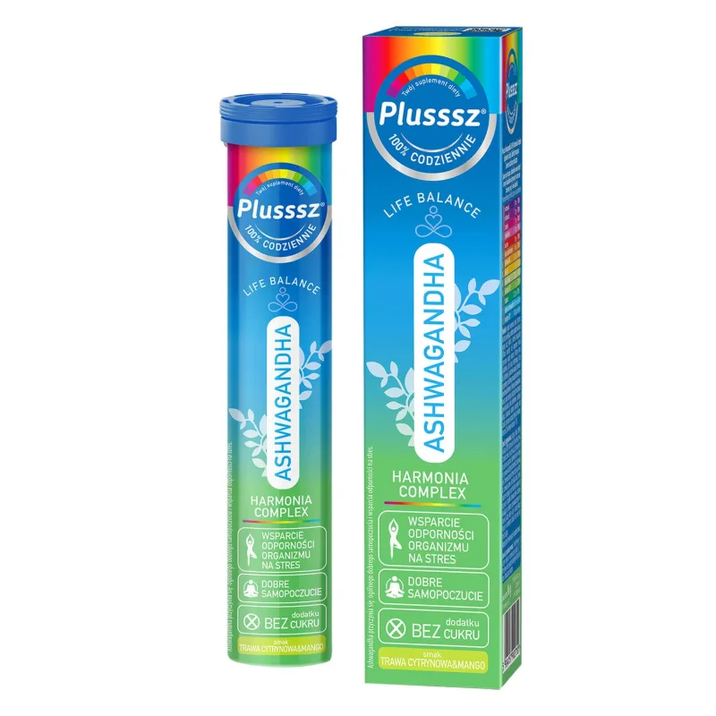 Plusssz Ashwagandha 100% Harmonia Complex, aromă de lămâie, 30 comprimate efervescente — preț și oferte