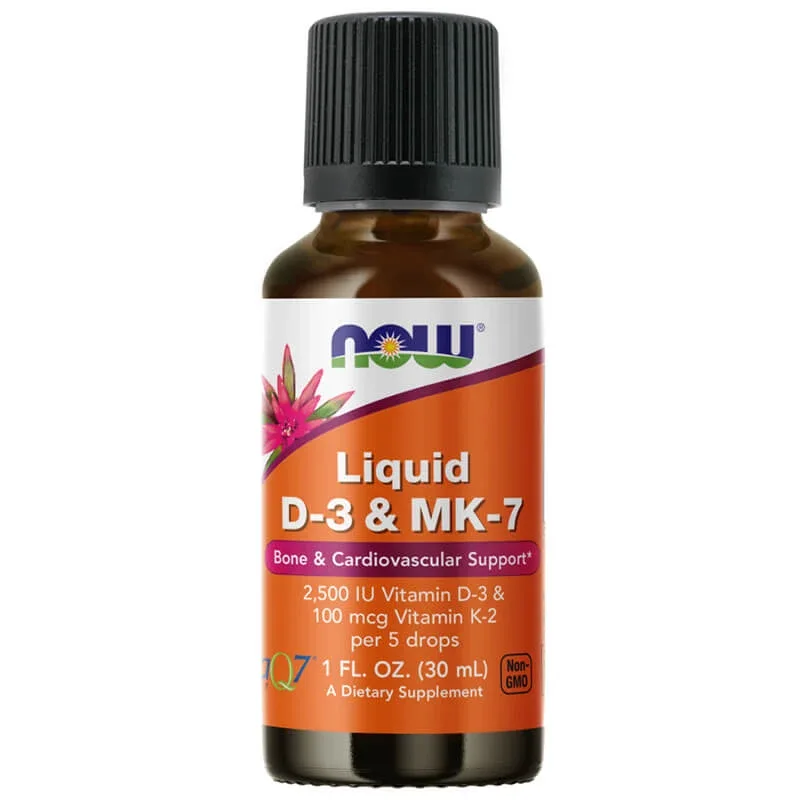 Now Foods Liquid D-3 & MK-7, vitamina D și K, picături, 30 ml — preț și oferte