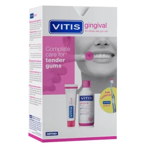 Kit Vitis Gingival, apă de gură, 500 ml + pastă de dinți, 100 ml + periuță de dinți, 1 buc