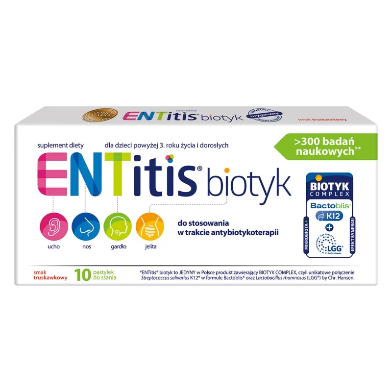 ENTitis Biotics, de la vârsta de 3 ani, aromă de căpșuni, 10 pastile — preț și oferte