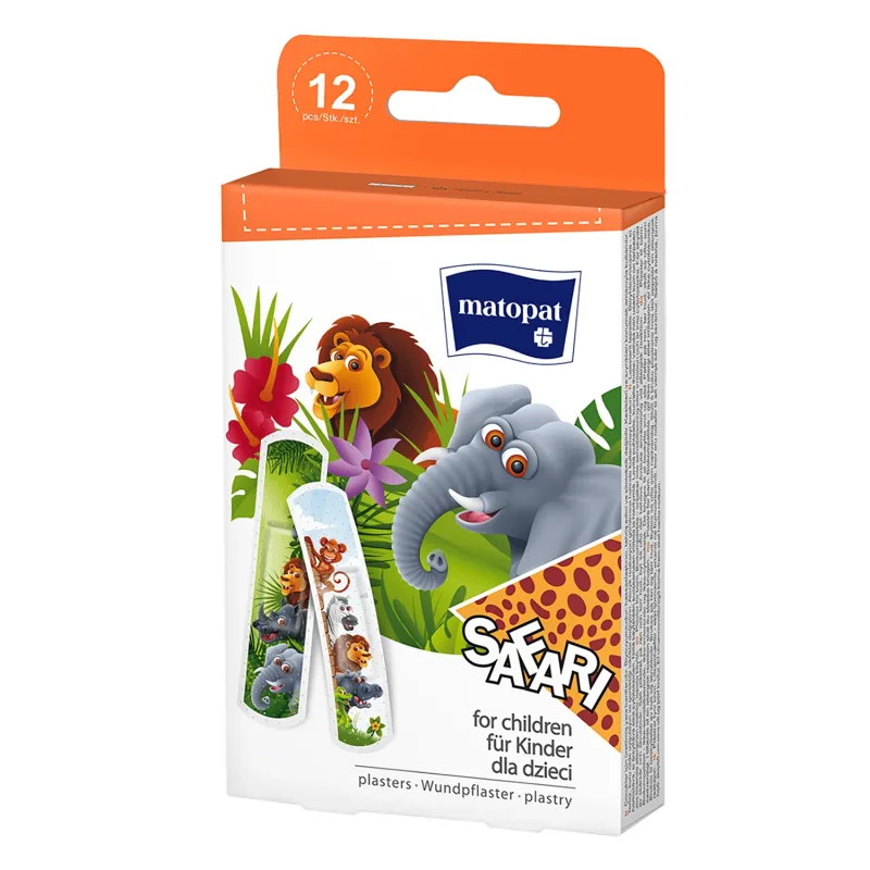 Matopat, set de plasturi cu pansament pentru copii, safari, 12 bucăți — preț și oferte
