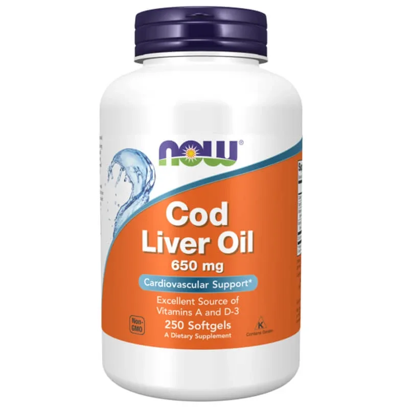 Now Foods Cod Liver Oil, ulei de ficat de cod, 250 capsule softgel — preț și oferte