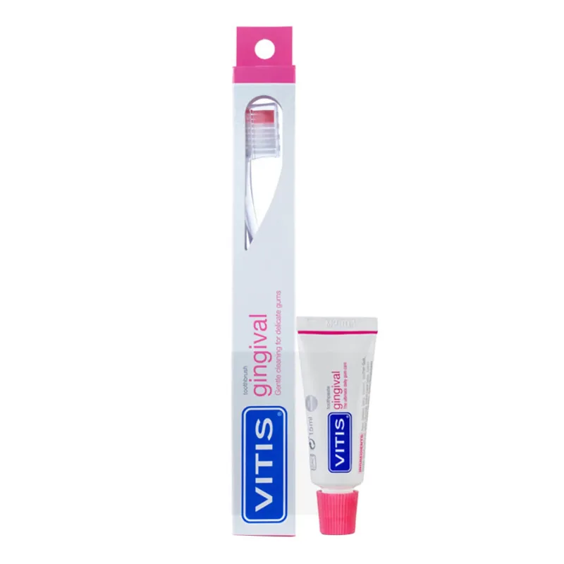 Vitis Gingival, periuță de dinți, moale, 1 buc + pastă de dinți, 15 ml — preț și oferte