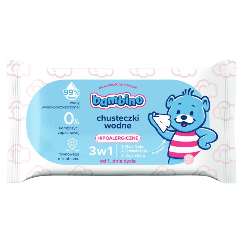 Bambino, șervețele cu apă 3 în 1, 57 bucăți — preț și oferte