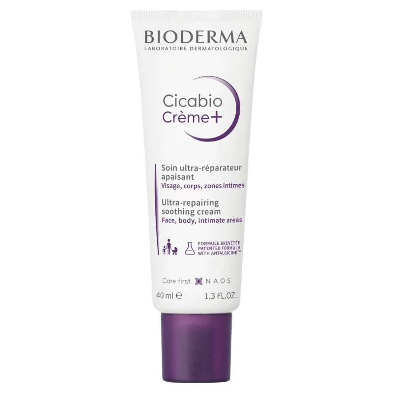 Cremă reparatoare Bioderma Cicabio Crème+, față, corp şi zonele intime, SPF 50+, 40 ml, Naos — preț și oferte