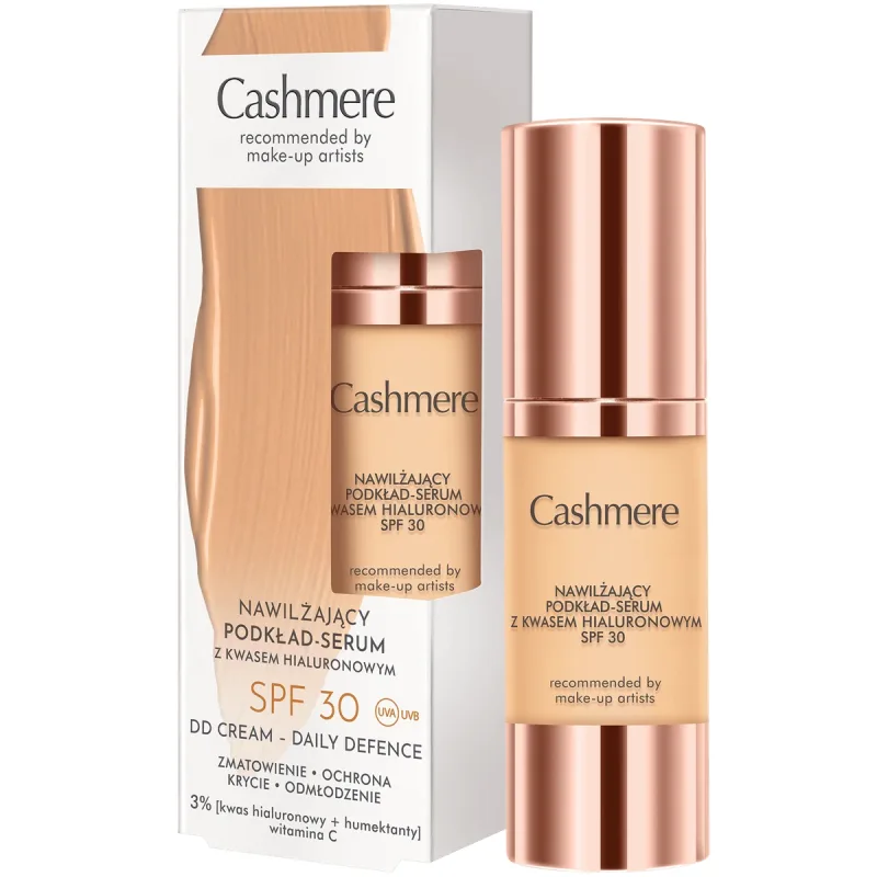 DAX Cashmere DD, fond de ten-serum hidratant cu acid hialuronic, bej cald, SPF 30, 30 ml — preț și oferte