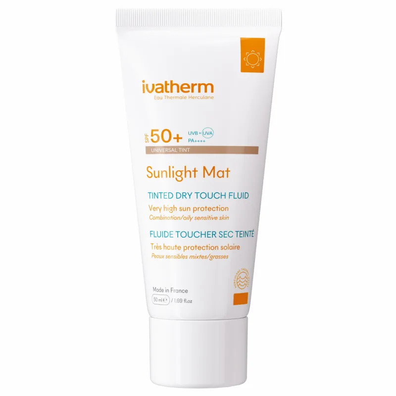 Sunlight Mat Tinted Dry Touch fluid de fata colorat SPF50+, 50ml, Ivatherm — preț și oferte