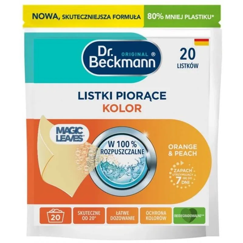 Dr. Beckmann, frunze de spălat, portocale și piersici, culoare, 20 bucăți — preț și oferte