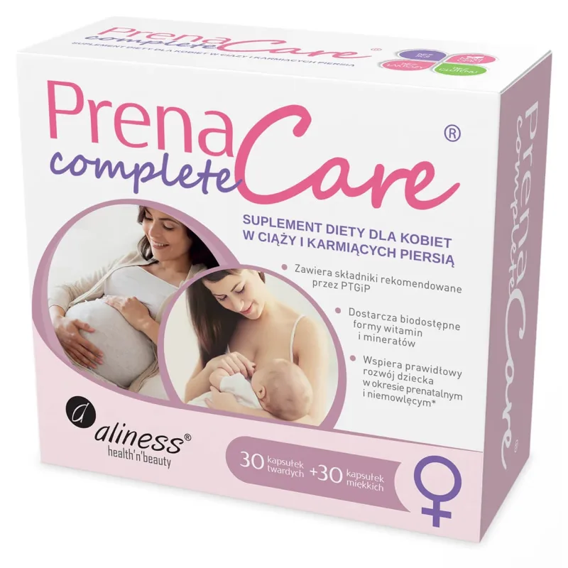 Aliness PrenaCare Complete pentru femeile însărcinate și care alăptează, 30 capsule tari + 30 capsule moi — preț și oferte