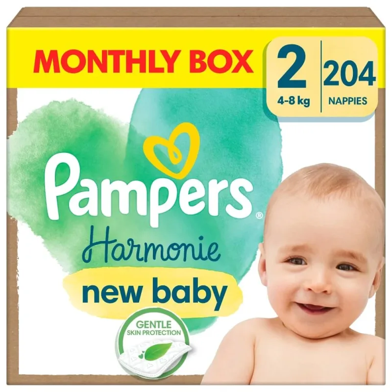 Pampers Harmonie, scutece, mărimea 2, 4-8 kg 204 bucăți — preț și oferte