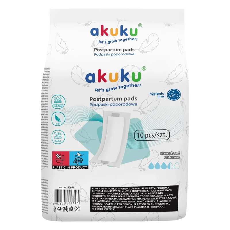 AKUKU, tampoane postnatale, 10 bucăți — preț și oferte