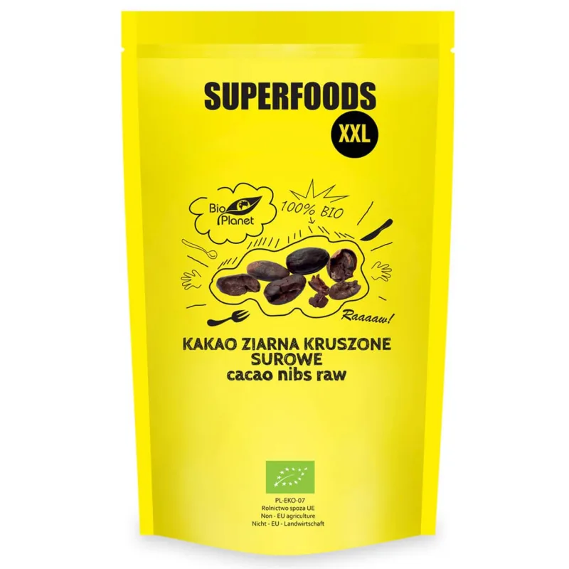 Bio Planet, boabe de cacao crude zdrobite Bio, 600 g — preț și oferte