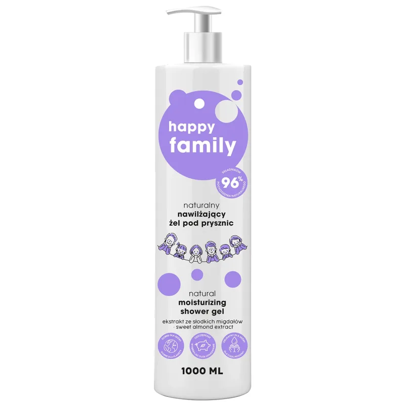 Happy Family, gel de duș hidratant natural, 1000 ml — preț și oferte