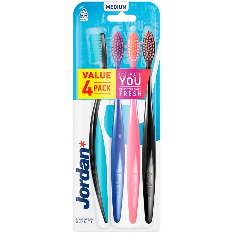 Jordan Ultimate You, periuță de dinți, mediu, 4 bucăți — preț și oferte