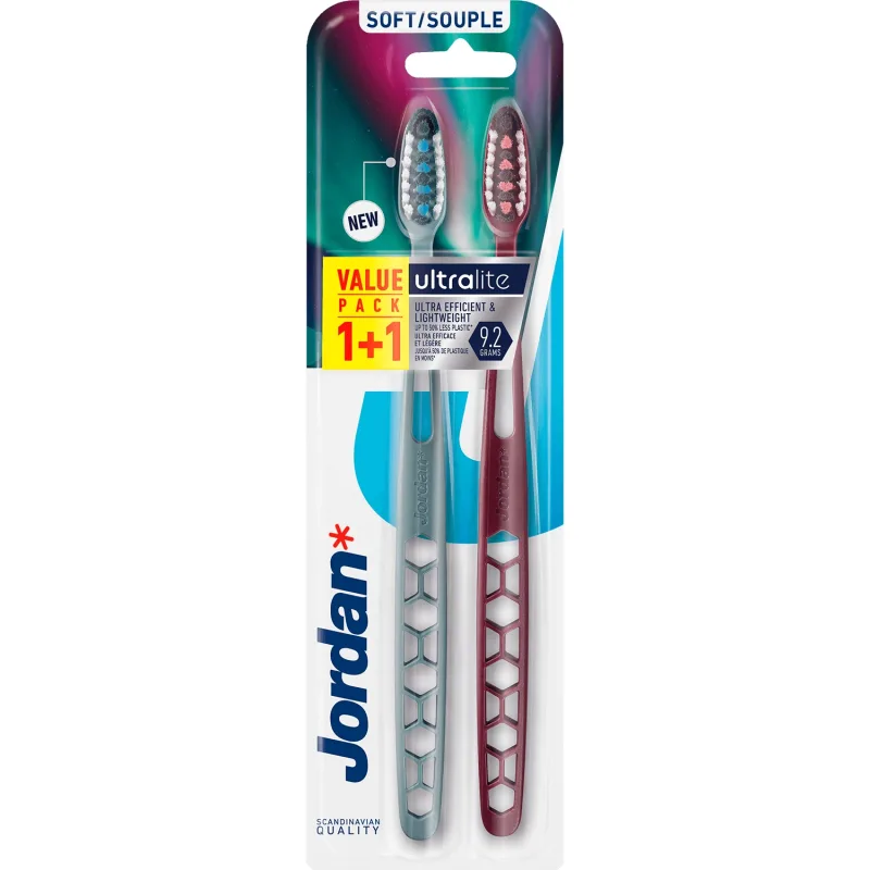 Jordan Ultralite Soft, periuță de dinți, moale, 2 bucăți — preț și oferte