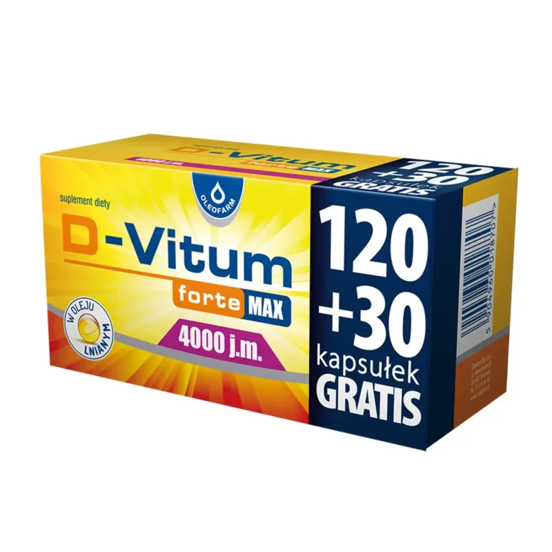 D-Vitum Forte Max 4000 UI, 120 capsule + 30 capsule gratuite, Oleofarm — preț și oferte