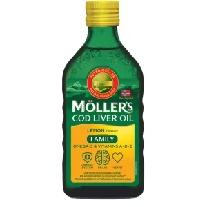 Ulei ficat de cod Family cu Omega 3, aromă de lămâie, 500 ml, Möller's