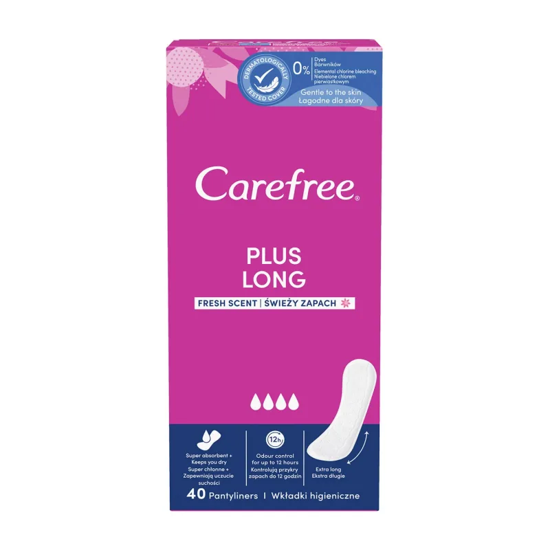 Tampoane sanitare Carefree, plus lung, parfum proaspăt, 40 buc. — preț și oferte