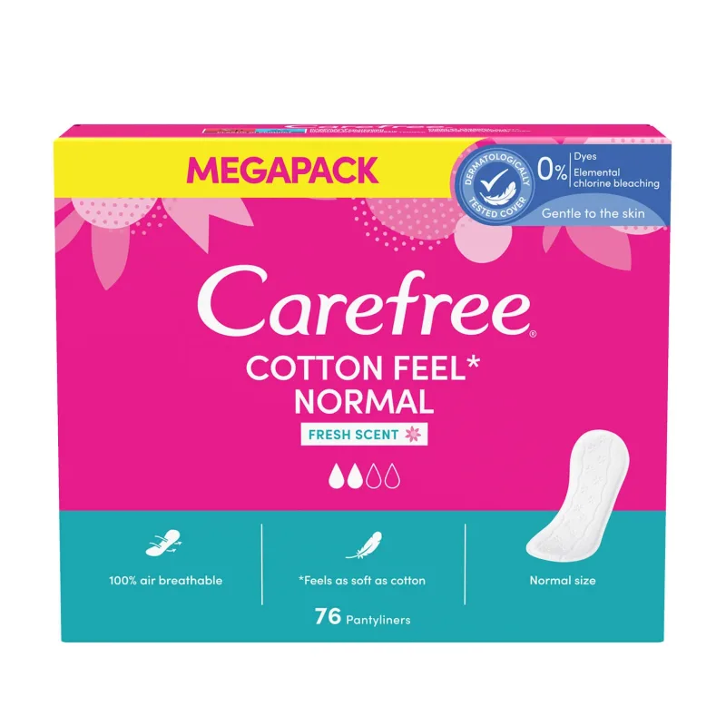 Tampoane igienice Carefree Cotton Feel Normal, parfum proaspăt, 76 buc. — preț și oferte
