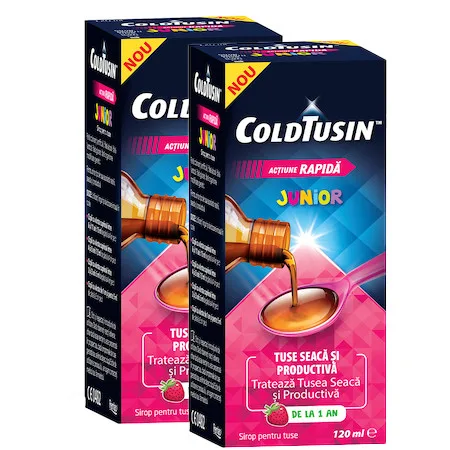 Pachet sirop de tuse pentru copii Coldtusin Junior, 120 ml + 120 ml, Perrigo — preț și oferte