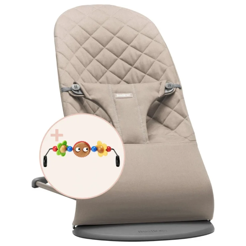 Balansoar Bliss cu bara de jucarii inclusa, 3,5 - 13 kg, Sand Grey, BabyBjorn — preț și oferte