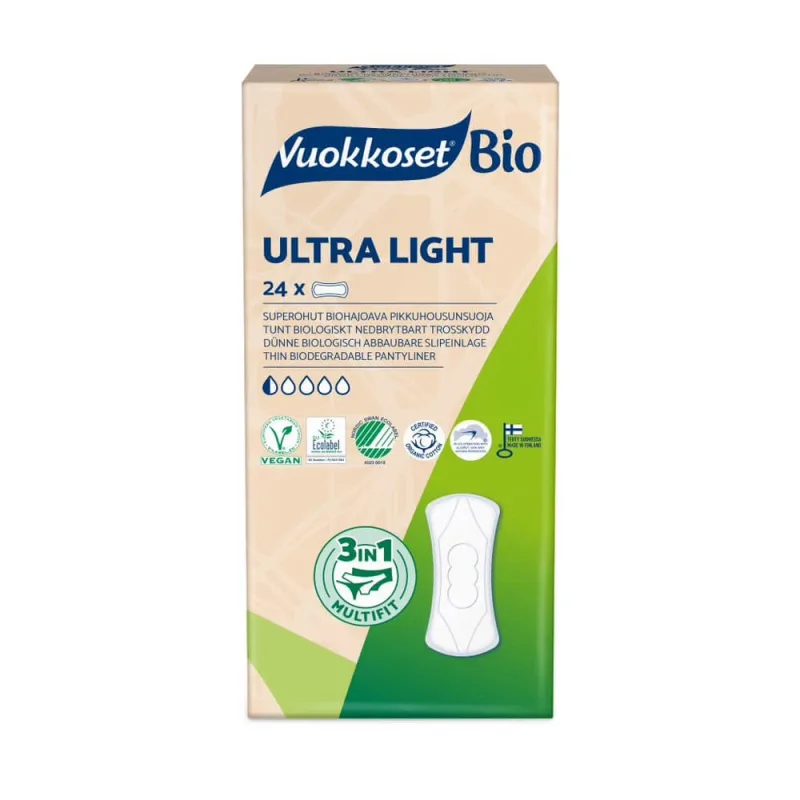 Vuokkoset, tampoane sanitare din bumbac organic, 100% Bio, Ultra light, 24 bucăți — preț și oferte