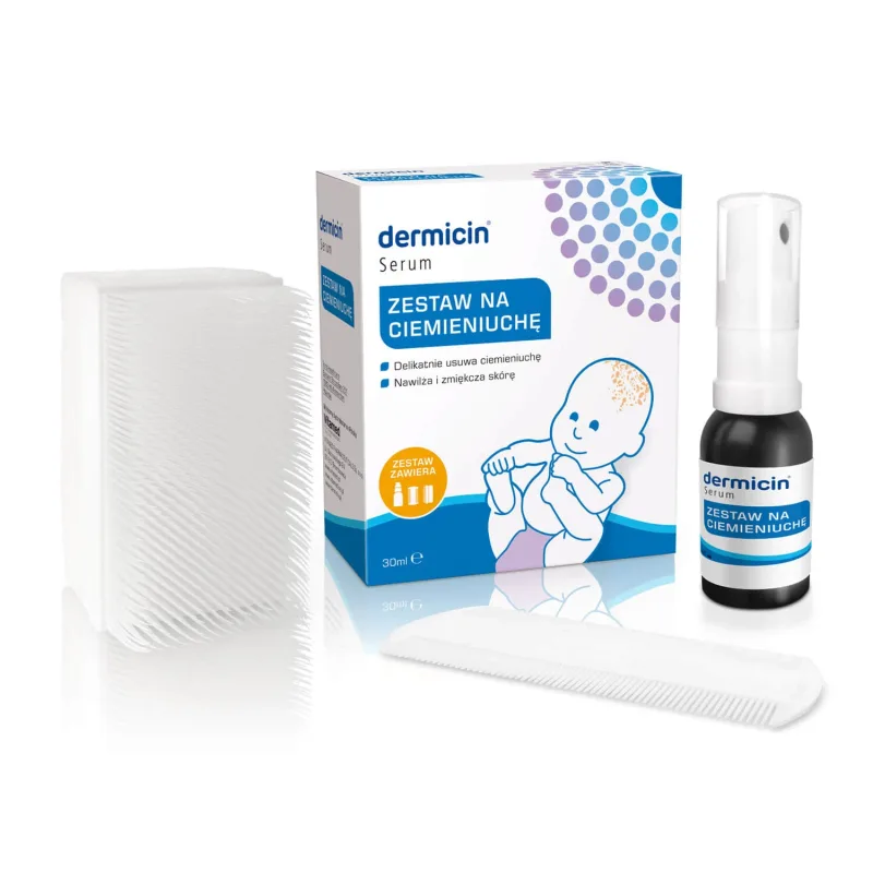 Dermicin, kit mătreață, spray, 30 ml + pieptene + perie — preț și oferte