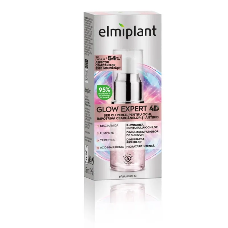 Ser antirid pentru conturul ochilor Glow Expert 4D, 15 ml, Elmiplant — preț și oferte