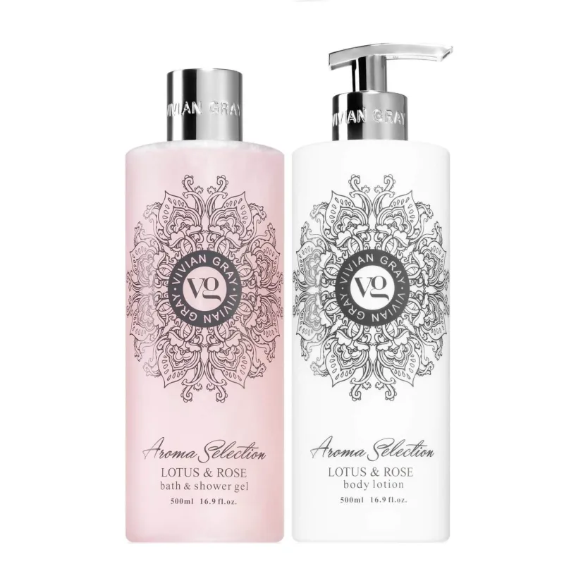 Set Gel de dus si lotiune de corp Lotus & Rose, Aroma Selection, 2 x 500 ml, Vivian Gray — preț și oferte