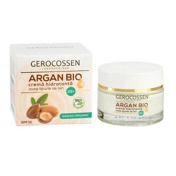 Crema hidratanta pentru toate tipurile de ten cu SPF 10 25+ Argan Bio, 50 ml, Gerocossen — preț și oferte