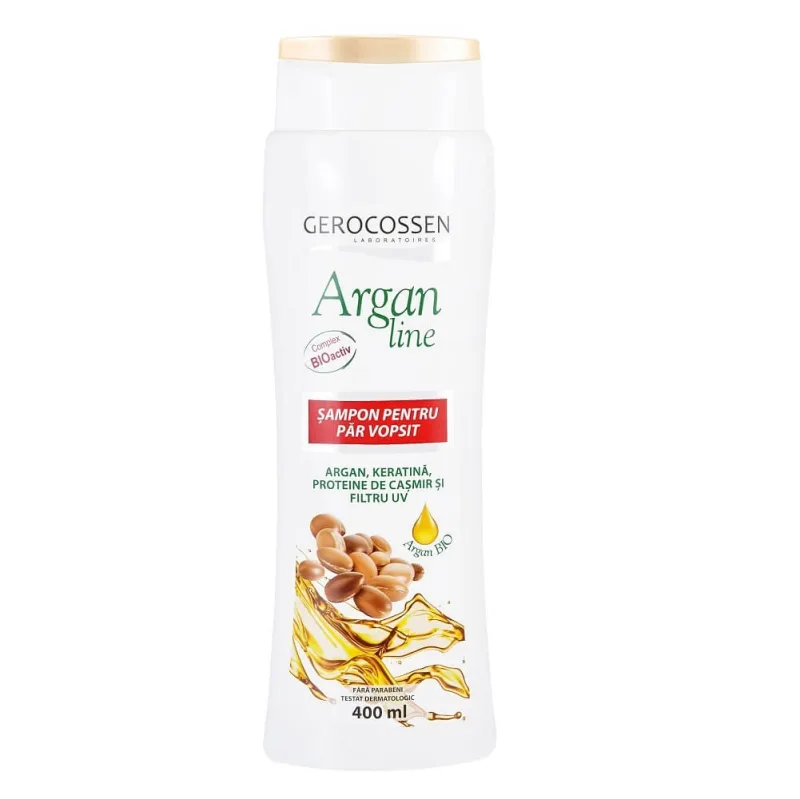 Sampon pentru par vopsit cu ulei de argan, keratina Argan Line, 400 ml, Gerocossen — preț și oferte