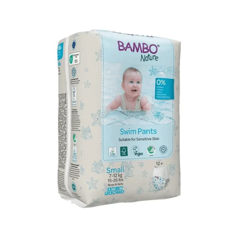 Scutec chilotel pentru baie Ecolabel, Marime S, 7-12 kg, 12 bucati, Bambo Nature — preț și oferte