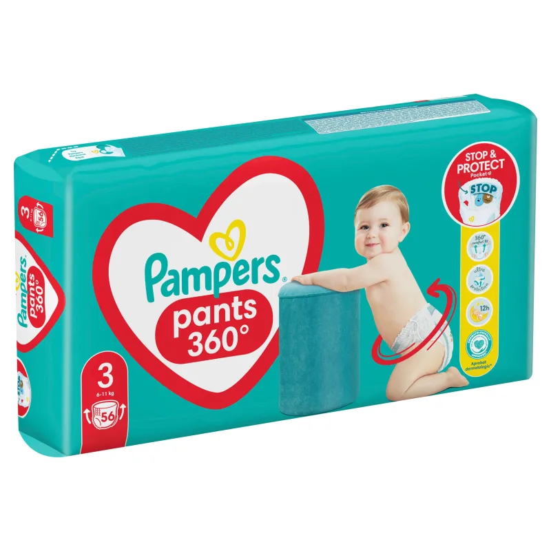 Scutece-chiloțel Maxi Pack Pants Stop & Protect, 6-11 kg, Nr. 3, 56 bucăți, Pampers — preț și oferte