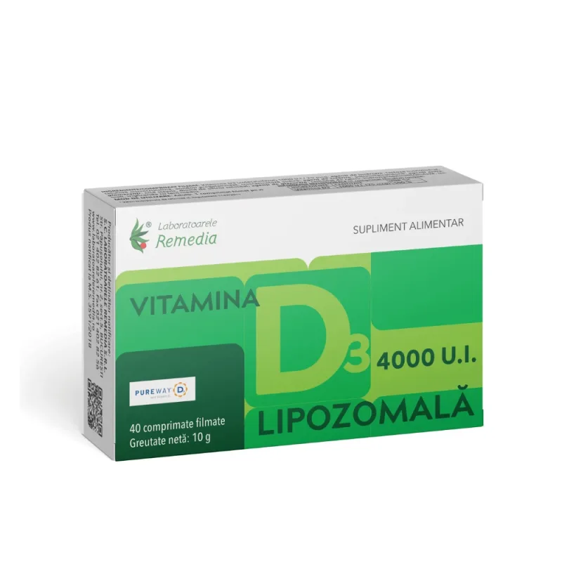Vitamina D3 4000UI Lipozomala, 40 comprimate filmate, Laboratoarele Remedia — preț și oferte