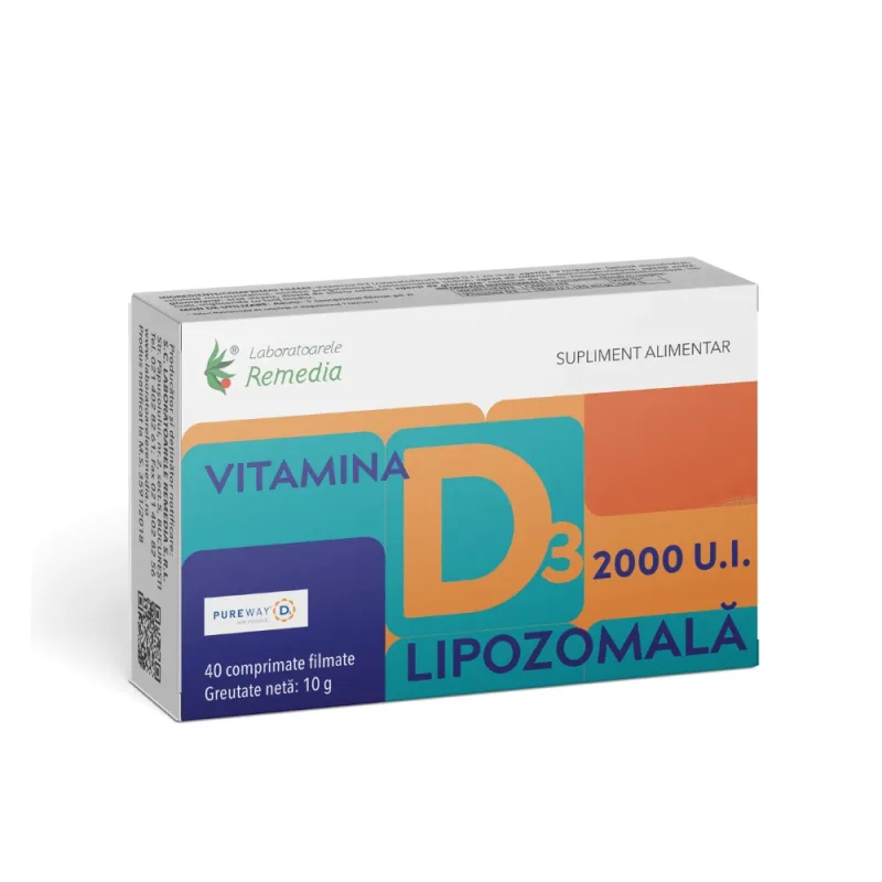 Vitamina D3 2000UI Lipozomala, 40 comprimate filmate, Laboratoarele Remedia — preț și oferte