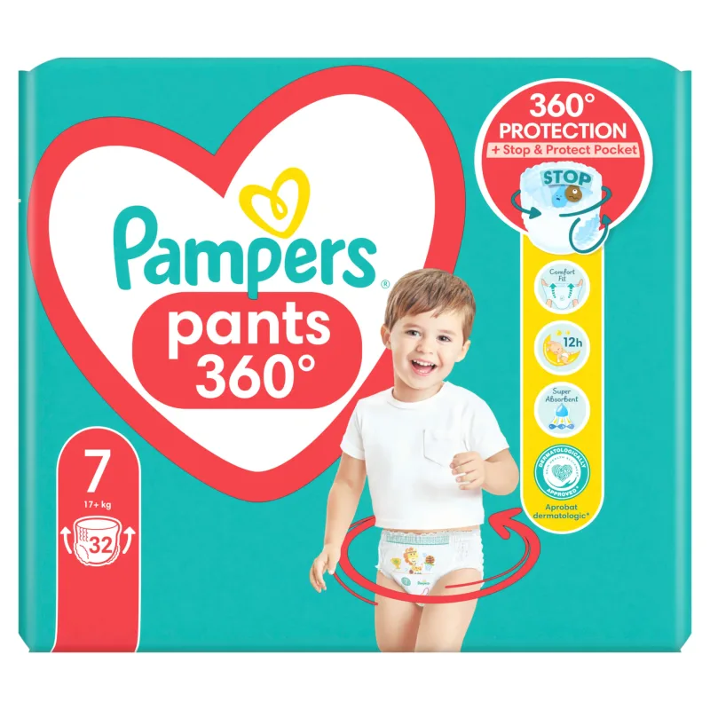 Scutece-chilotel Maxi Pack Pants Stop & Protect, 17+ kg, Nr. 7, 32 bucati, Pampers — preț și oferte