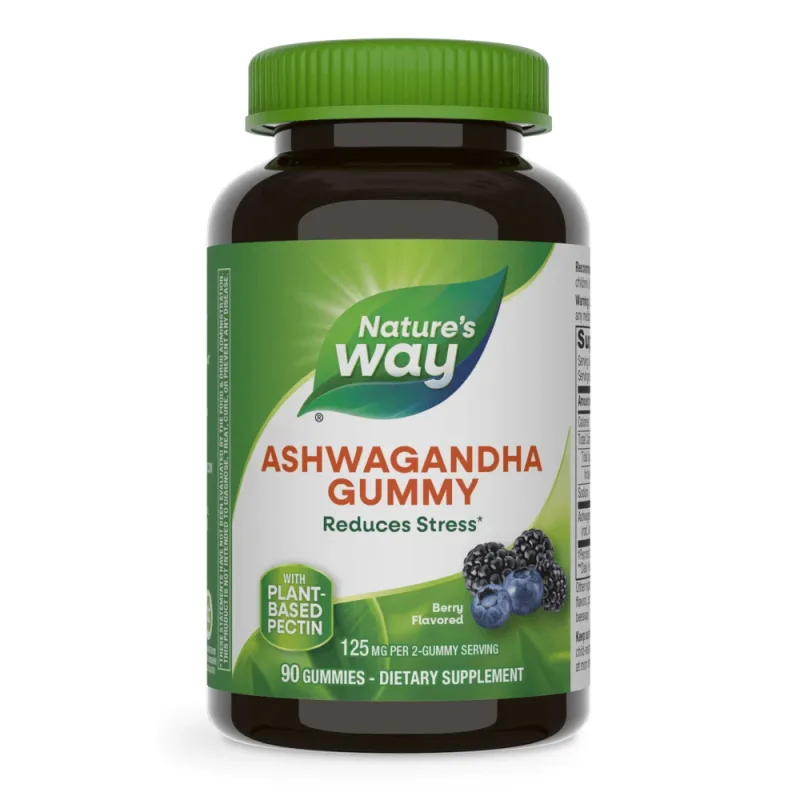 Ashwagandha Gummy, 125 mg, 90 bucati, Fructe de padure, Nature's Way SECOM — preț și oferte